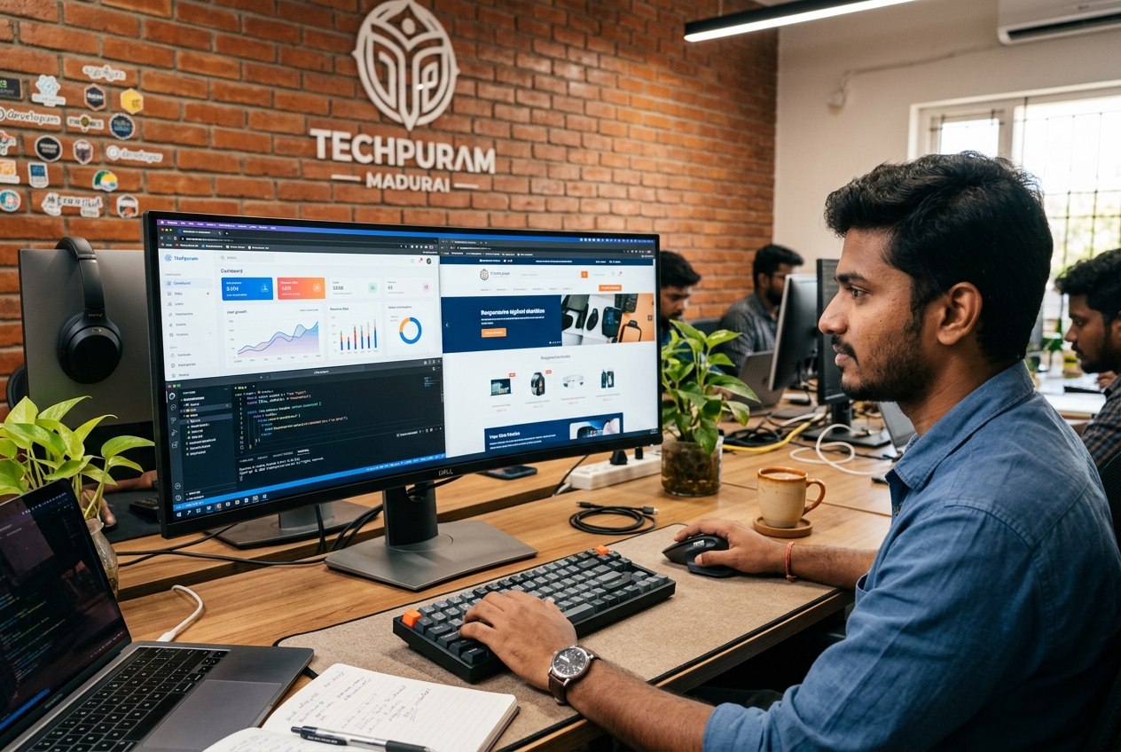 Techpuram developers building web applications in Madurai engineering office